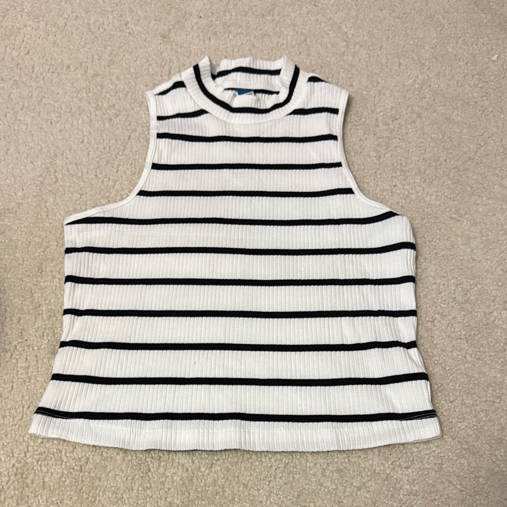 Old Navy Black and White Striped Tank Top